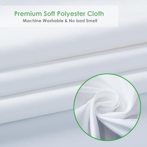 WellColor Short Shower Curtain Liner 72x66 White Water Repellent Weighted Fabric Odorless Washable