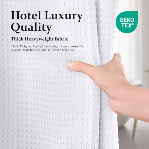 Dynamene White Fabric Shower Curtain， view 5