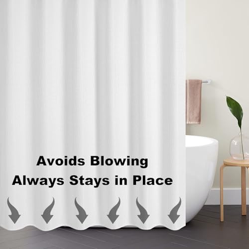 Boho Waffle Shower Curtain White view 5