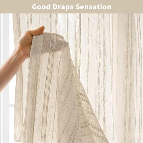 XOGUIBO Linen Shower Curtain Cream view 5