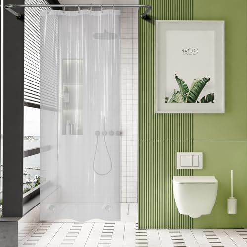 AmazerBath Stall Shower Curtain Liner 36x72 Walk In Clear Heavy Duty PEVA 2 Weighted Stones