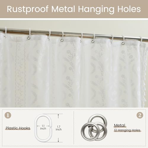 WAZZIO White Lace Shower Curtain view 5