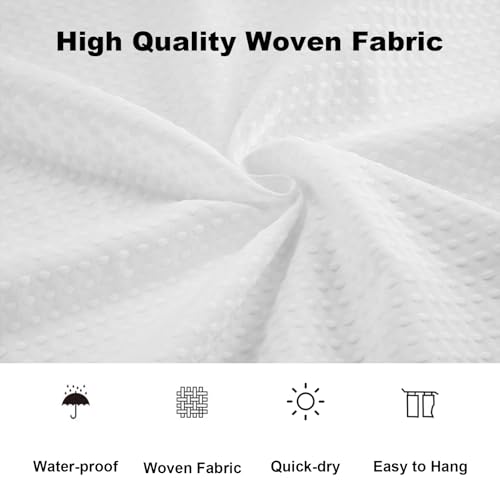 Boho Waffle Shower Curtain White view 4