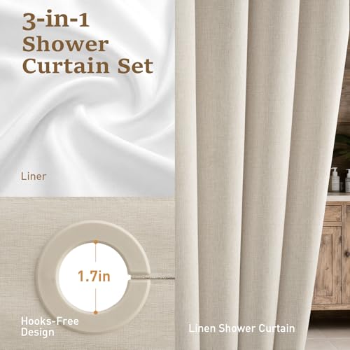 BTTN Ringless Shower Curtain Set view 3