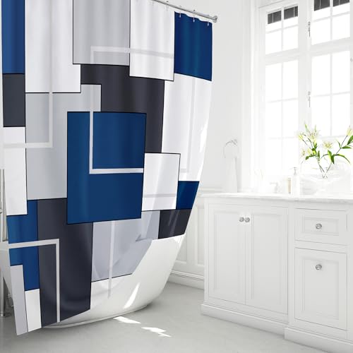 BTTN Navy Blue Fabric Shower view 2