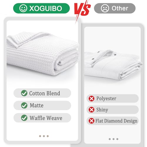 Waffle Weave Shower Curtain White view 5