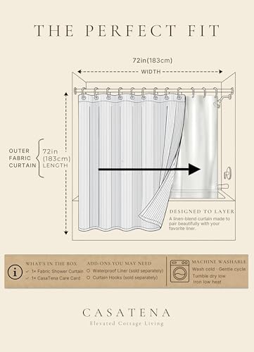 CasaTena Farmhouse Striped Shower Curtain view 2