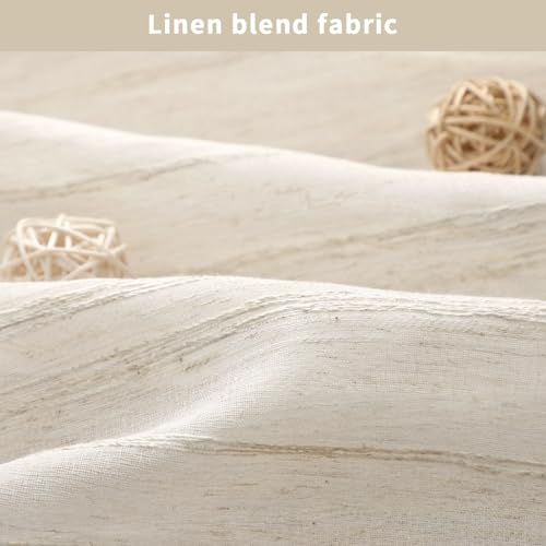 XOGUIBO Linen Shower Curtain Cream view 3