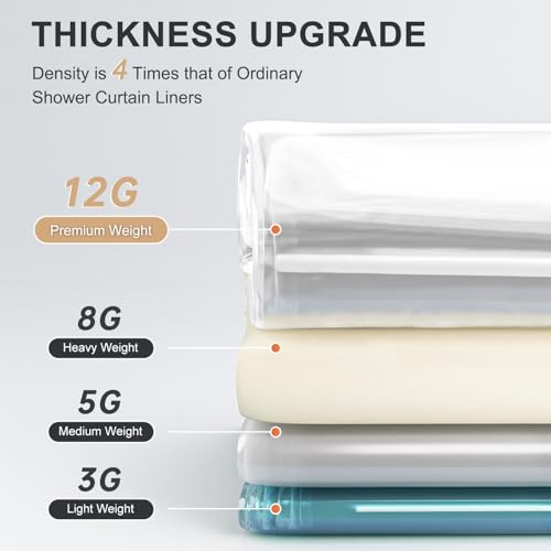 AmazerBath Heavy Duty Shower Curtain Liner 12 Gauge 72x72 Clear Weighted 3 Stones 12 Grommets