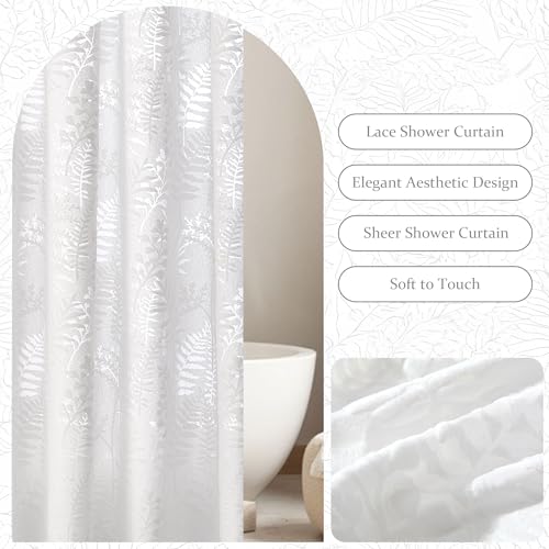 Lameirose White Shower Curtain Lace view 2