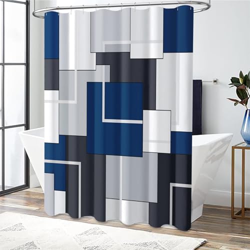 BTTN Navy Blue Fabric Shower view 3