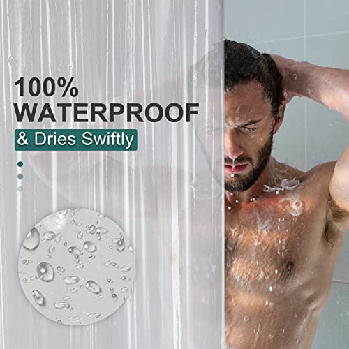 AmazerBath Plastic Shower Curtain Clear Premium PEVA Heavy Duty 8G Weighted 3 Stones 72x72