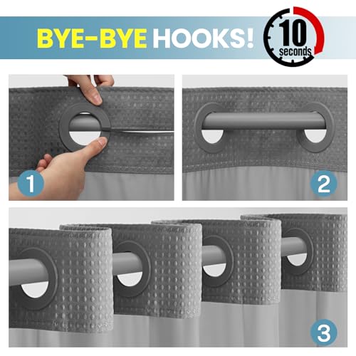 SORTTO No Hook Shower Curtain view 2