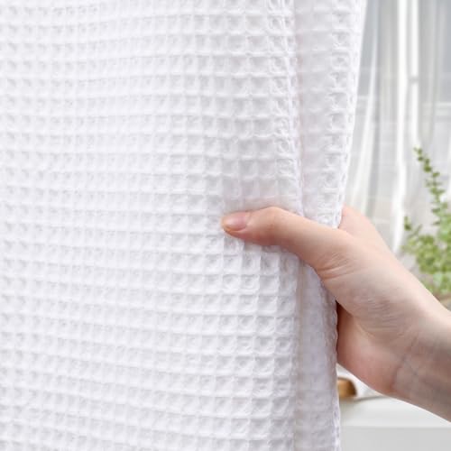 Waffle Weave Shower Curtain White view 4