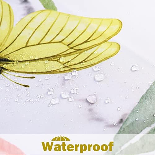 Floral Shower Curtain Marble Flower Watercolor Plant Fabric Machine Washable 72x72