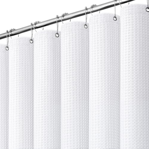 Dynamene White Fabric Shower Curtain，