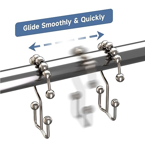 Titanker Shower Curtain Hooks Rings Rust Resistant Metal Double Glide Set of 12 Nickel