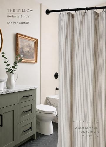 CasaTena Farmhouse Striped Shower Curtain view 3