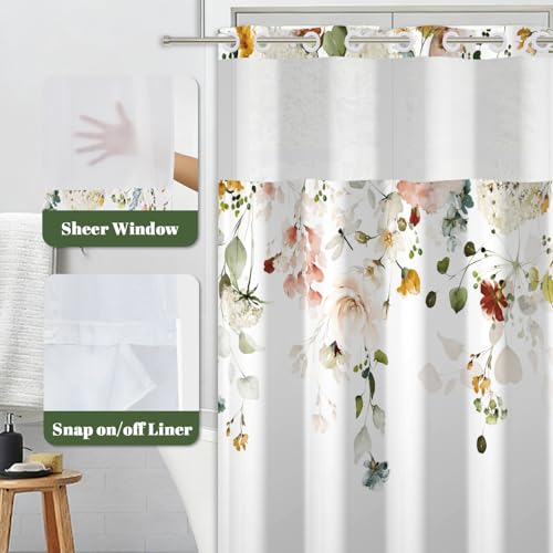 NAEMBCU No Hook Shower Curtain view 2