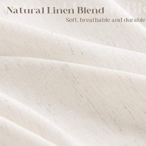 Cream Linen Shower Curtain Natural view 2