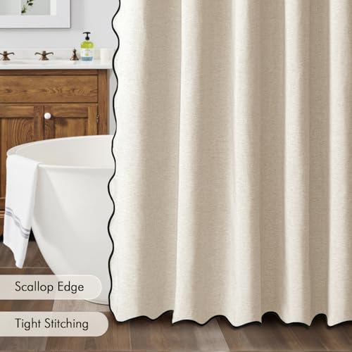 MIULEE Beige Scalloped Shower Curtain view 5