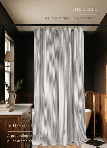 CasaTena Farmhouse Striped Shower Curtain view 3