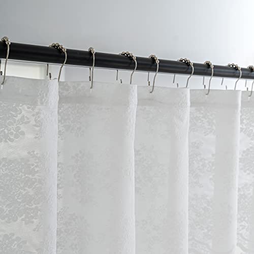 TUDECO White Lace Shower Curtain view 2