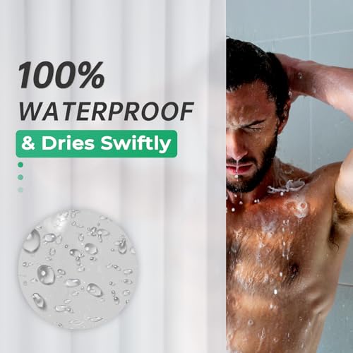 AmazerBath Frosted Shower Curtain Plastic 72x72 Heavy Duty PEVA Weighted 3 Stones Rustproof Grommets