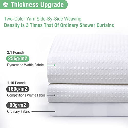 Dynamene White Fabric Shower Curtain， view 2