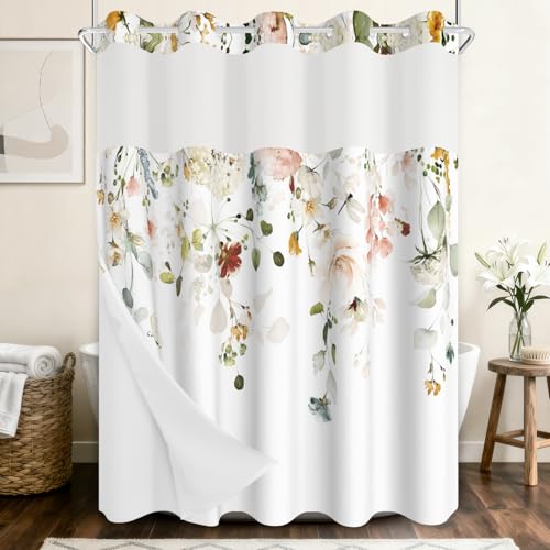 NAEMBCU No Hook Shower Curtain