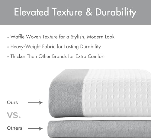 Madison Park Shower Curtain Spa Waffle Weave Stall 36x72 3M Scotchgard Moisture Management Grey