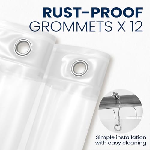 downluxe Clear Shower Curtain Liner PEVA Heavy Duty 3 Magnets 72x72 Waterproof