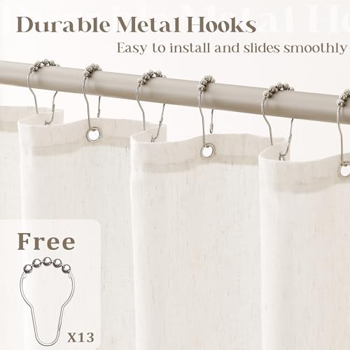 Cream Linen Shower Curtain Natural view 4