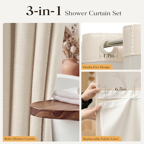 BTTN Ringless Boho Shower Curtain view 3