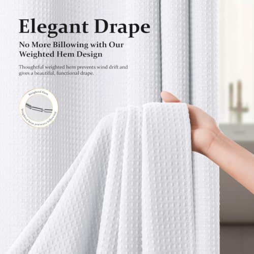 Dynamene White Fabric Shower Curtain， view 3
