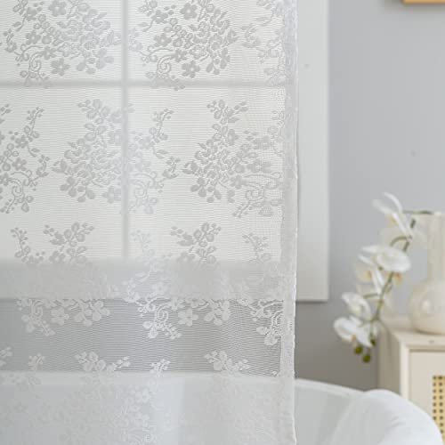 TUDECO White Lace Shower Curtain view 3