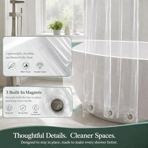 EHZNZIE Clear Shower Curtain Liner view 4