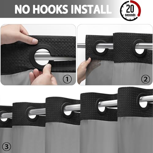 No Hook Shower Curtain with view 2