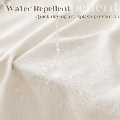 Cream Linen Shower Curtain Natural view 3