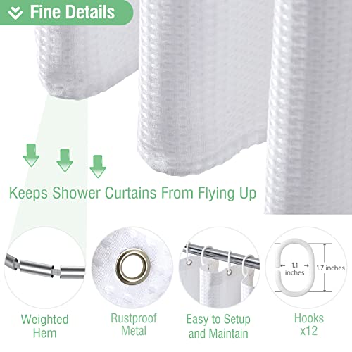 Dynamene White Fabric Shower Curtain， view 4