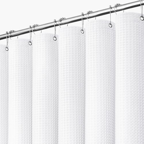 Dynamene White Fabric Shower Curtain,