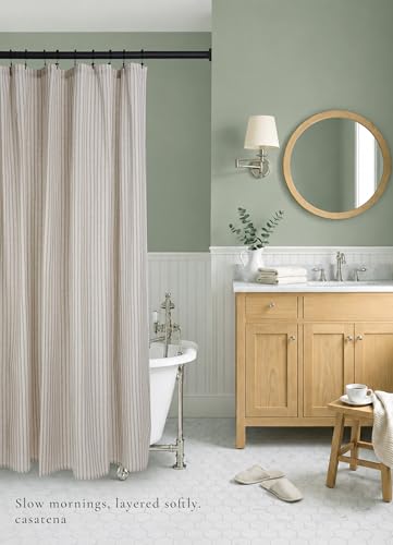 CasaTena Farmhouse Striped Shower Curtain view 4