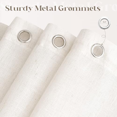 Cream Linen Shower Curtain Natural view 5