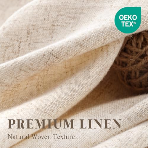 Linen Shower Curtain Beige Boho view 3