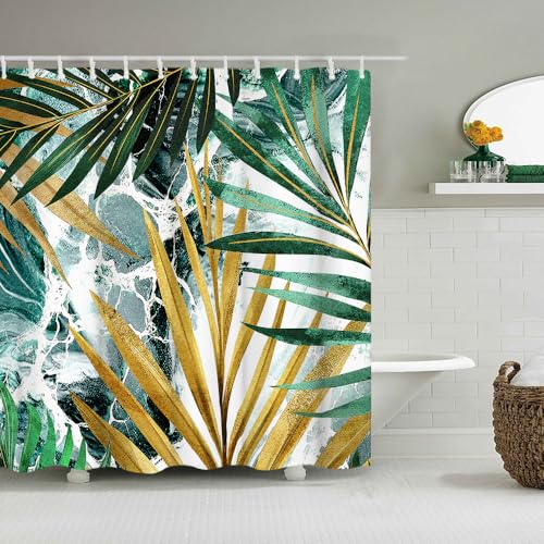 RnnJoile Tropical Shower Curtain Green view 3