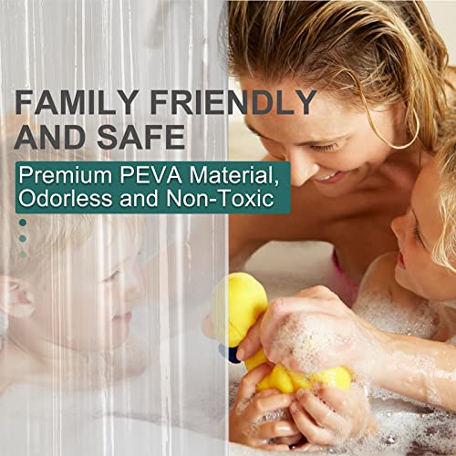 AmazerBath Plastic Shower Curtain Clear Premium PEVA Heavy Duty 8G Weighted 3 Stones 72x72