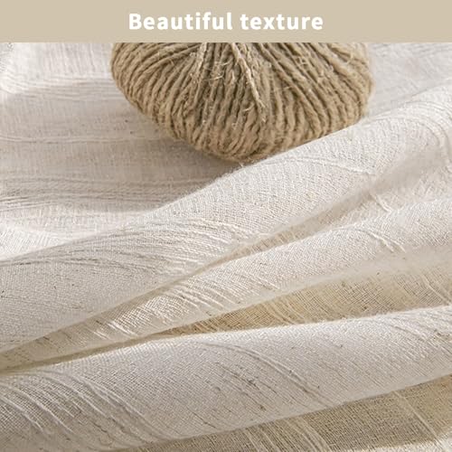 XOGUIBO Linen Shower Curtain Cream view 4