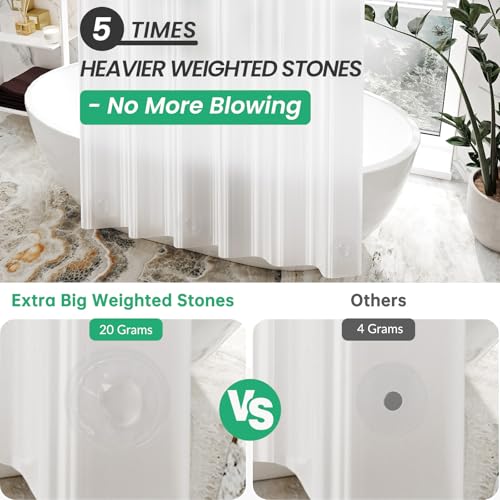AmazerBath Frosted Shower Curtain Plastic 72x72 Heavy Duty PEVA Weighted 3 Stones Rustproof Grommets