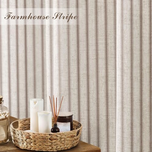 Farmhouse Striped Shower Curtain Taupe view 3