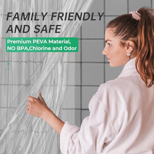 AmazerBath Stall Shower Curtain Liner 36x72 Walk In Clear Heavy Duty PEVA 2 Weighted Stones